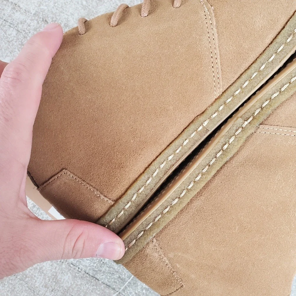 Toms‎ Toffee Bota Boots Mens Sz 8 Faux Shearling Suede Lace-Up
